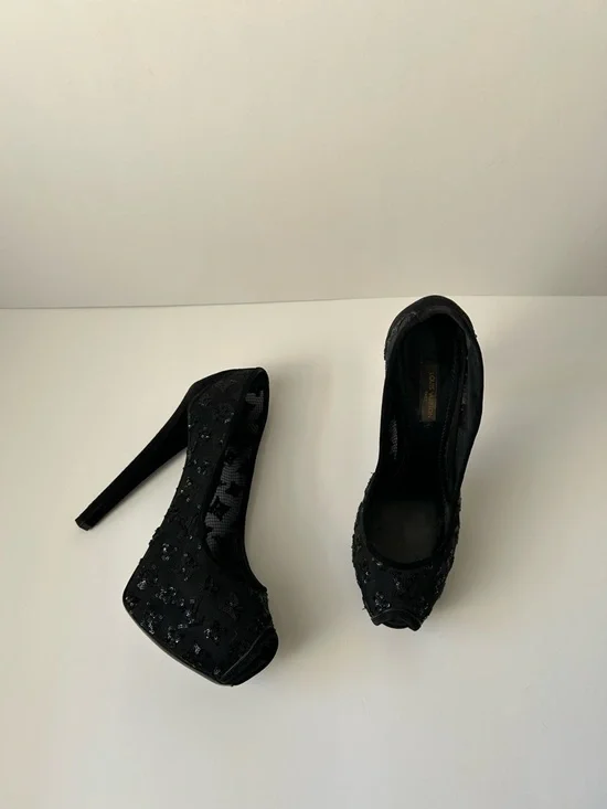 Louis Vuitton Black Sequin Platform Stiletto Pumps - Picture 2 of 4